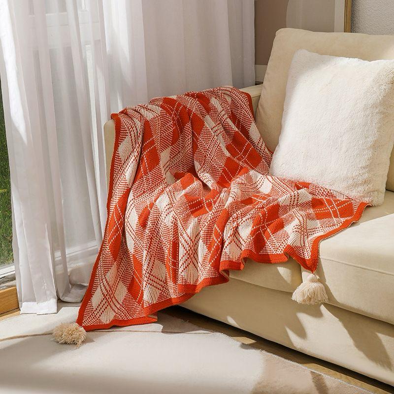 Bohemian Knitted Throw Blanket with Tassels