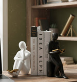 Ceramic Bookends in Reader Shape Sculpture