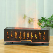 Wood grain simulation flame electronic air humidifier aroma diffuser for tabletop home décor