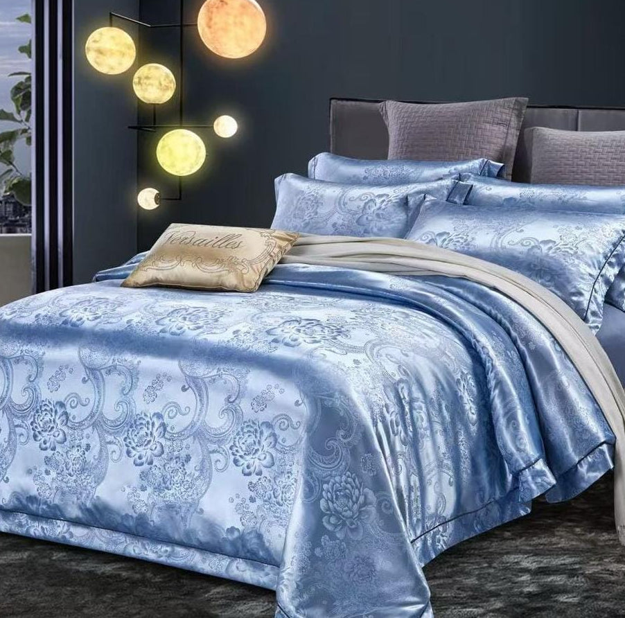 Silk Duvet Cover Set with Lace Design 6 x 7