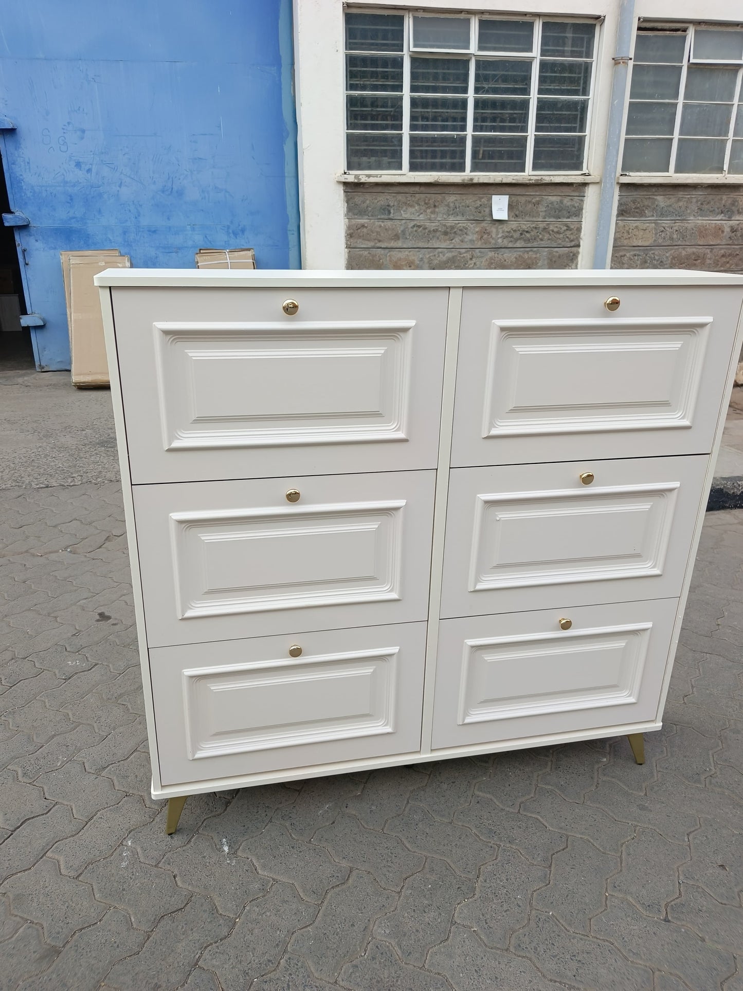 6 Door Double Layer Bucket Flip Shoe Cabinet