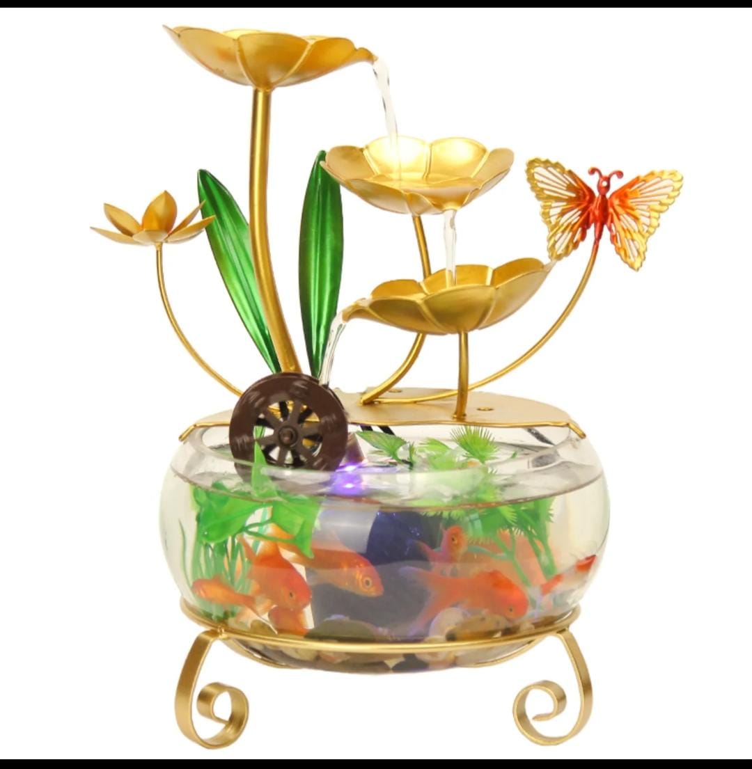 LED Tabletop Water Fountain with Fish Tank