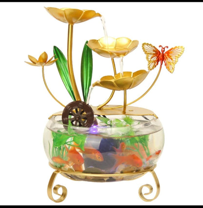 LED Tabletop Water Fountain with Fish Tank