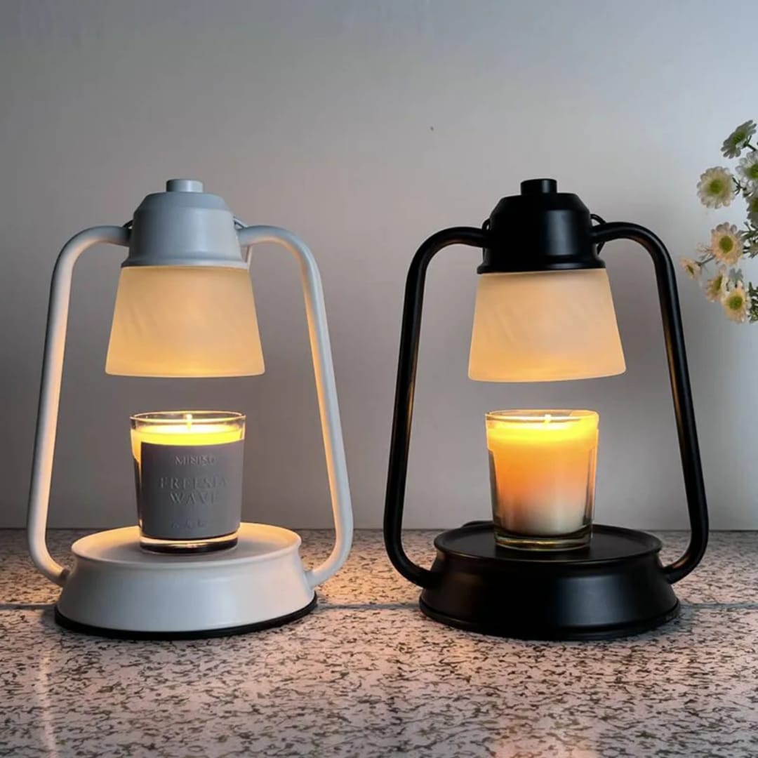 Vintage lantern candle warmer in black and white for flameless candle melting