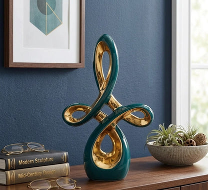 Abstract Ceramic Golden Art Sculptures
