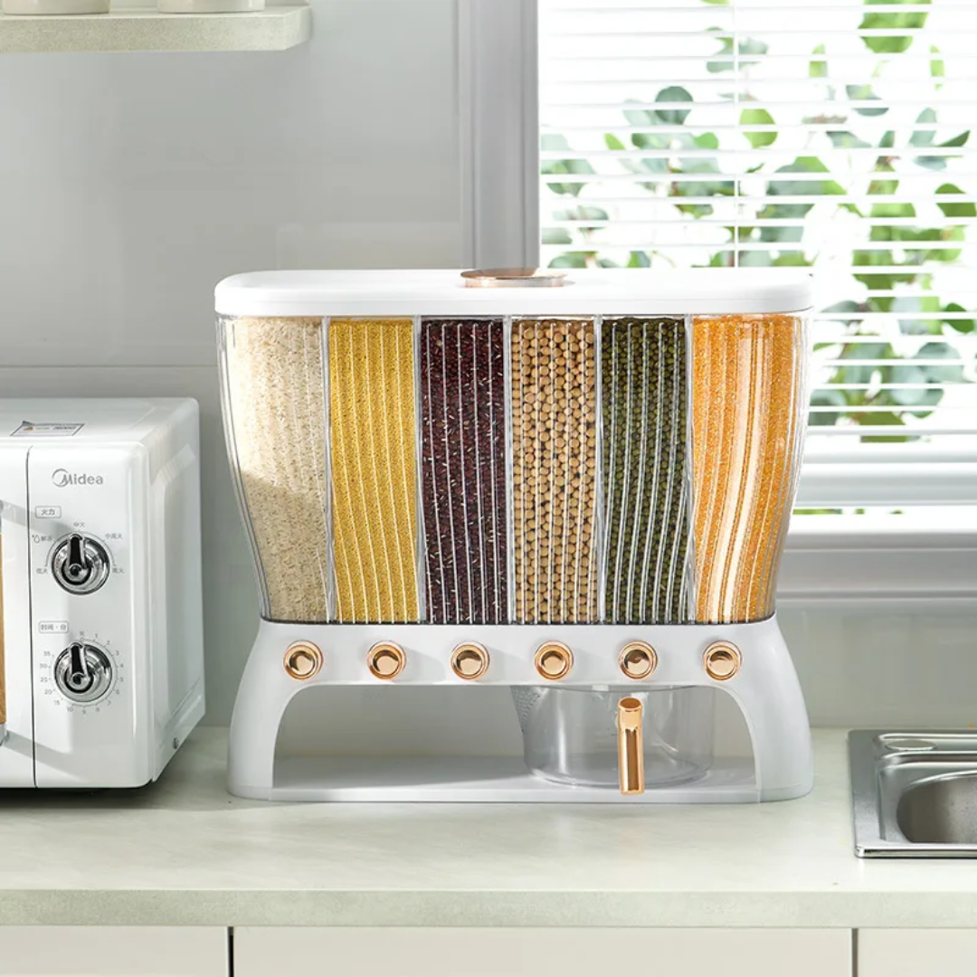 Acrylic 6 Partitioned Cereal Dispenser