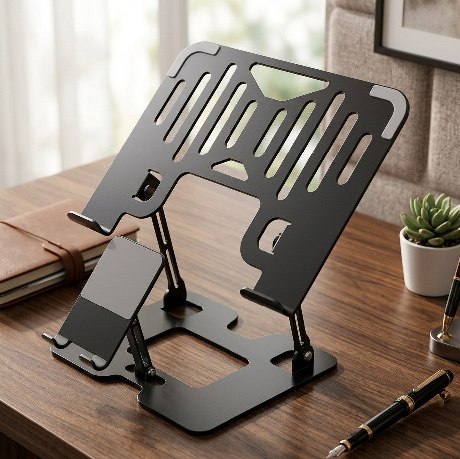 2 in 1 Adjustable Laptop Stand with Phone Holder
