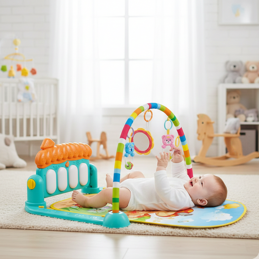 Musical piano playmat for kids with interactive sounds and soft play surface
