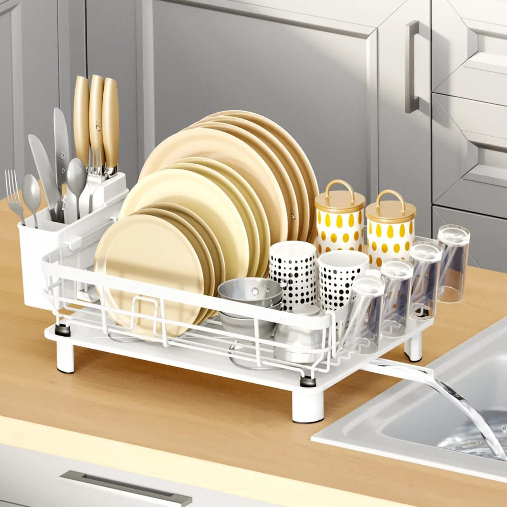 Countertop Dish Drying Rack with Drainage Spout