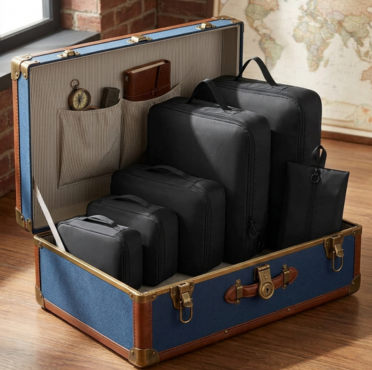 6-Piece compressible waterproof travel luggage organizer bags set in multiple colors