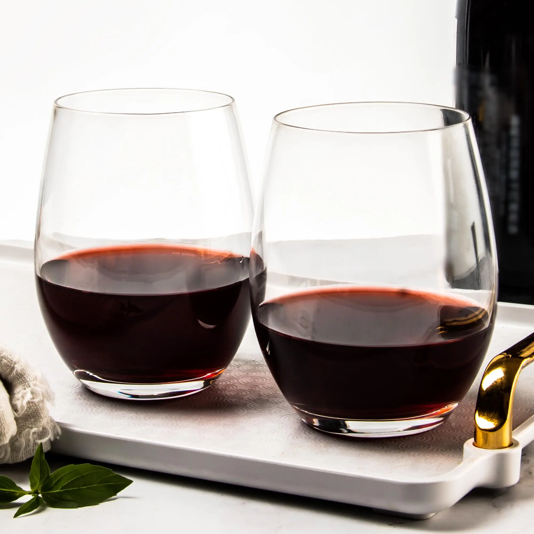 Set of 6 stemless wine glasses