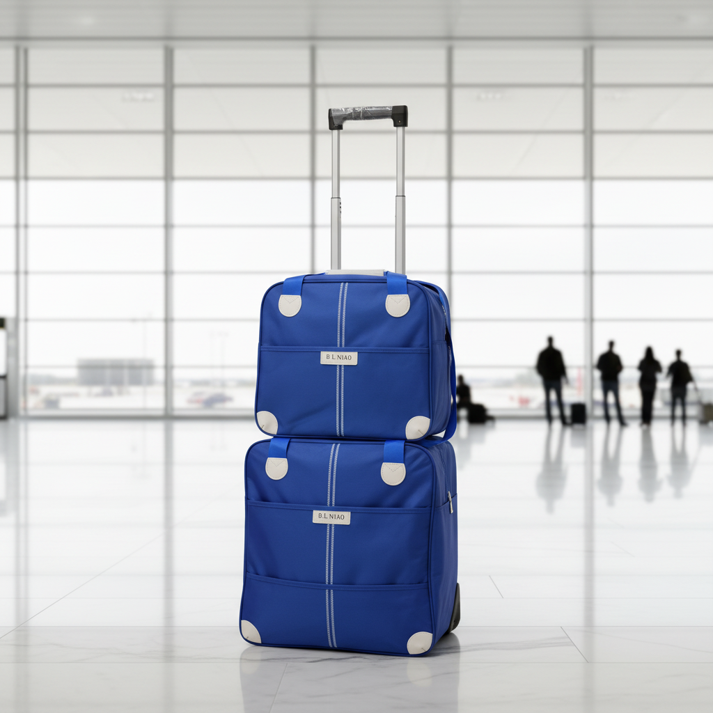 2-piece water-resistant travel trolley bag set in two sizes for organized luggage and travel storage.
