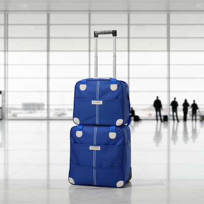 2-piece water-resistant travel trolley bag set in two sizes for organized luggage and travel storage.
