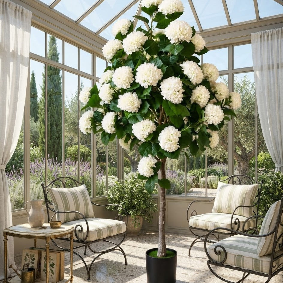 Artificial White Hydrangea Tree