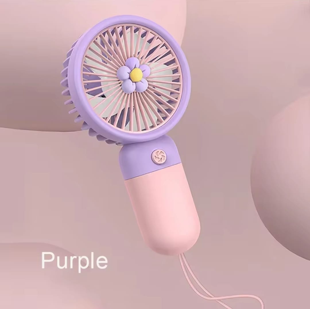 Mini handheld USB rechargeable fan in colorful design, portable cooling fan for summer use