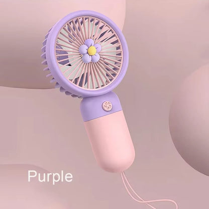 Mini handheld USB rechargeable fan in colorful design, portable cooling fan for summer use