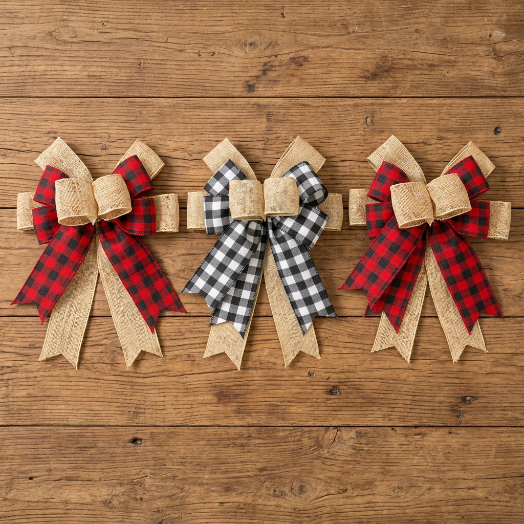 3Pcs Christmas Plaid Decorative Bows