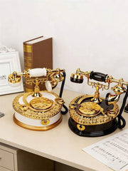 Classic old fashioned telephone music box décor available in white and dark brown for vintage inspired home decoration.