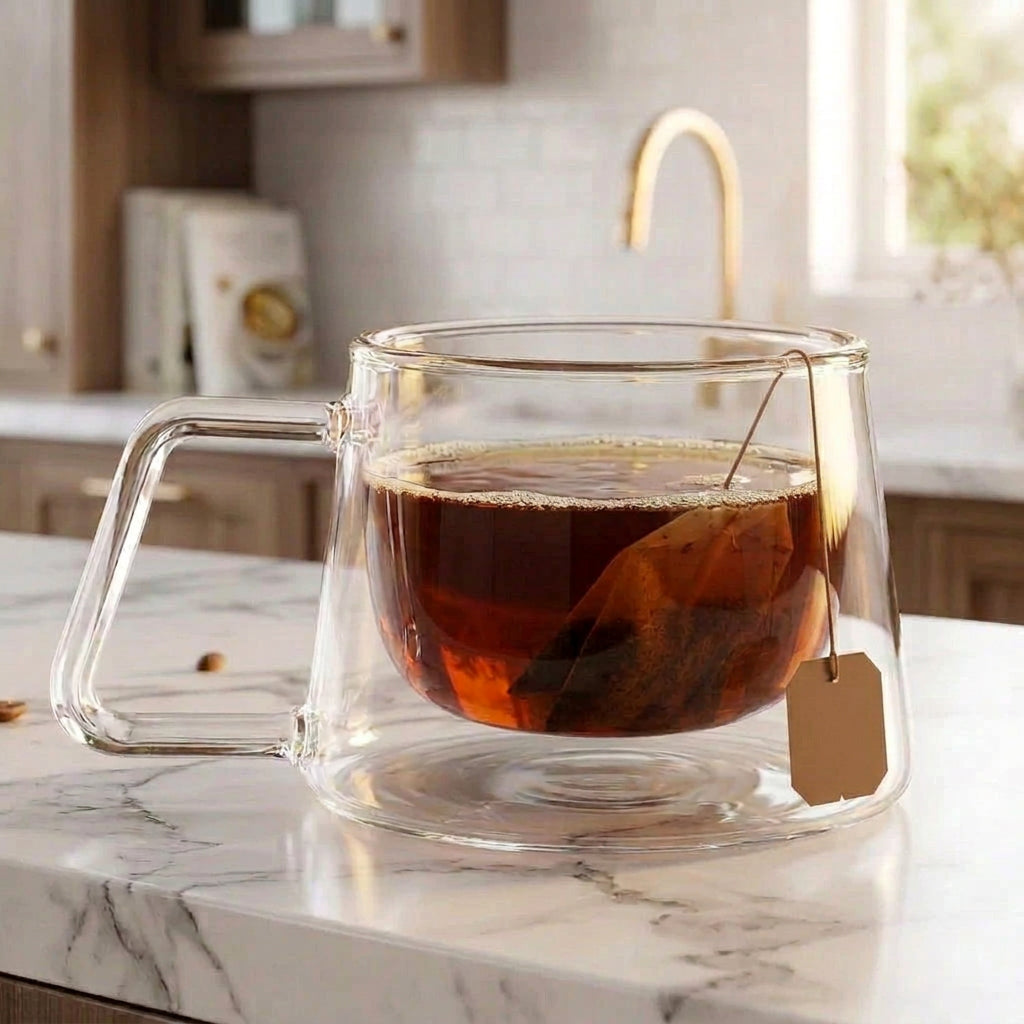 Heat-resistant double wall borosilicate glass coffee mugs 200ml – 2pcs set for hot and cold drinks