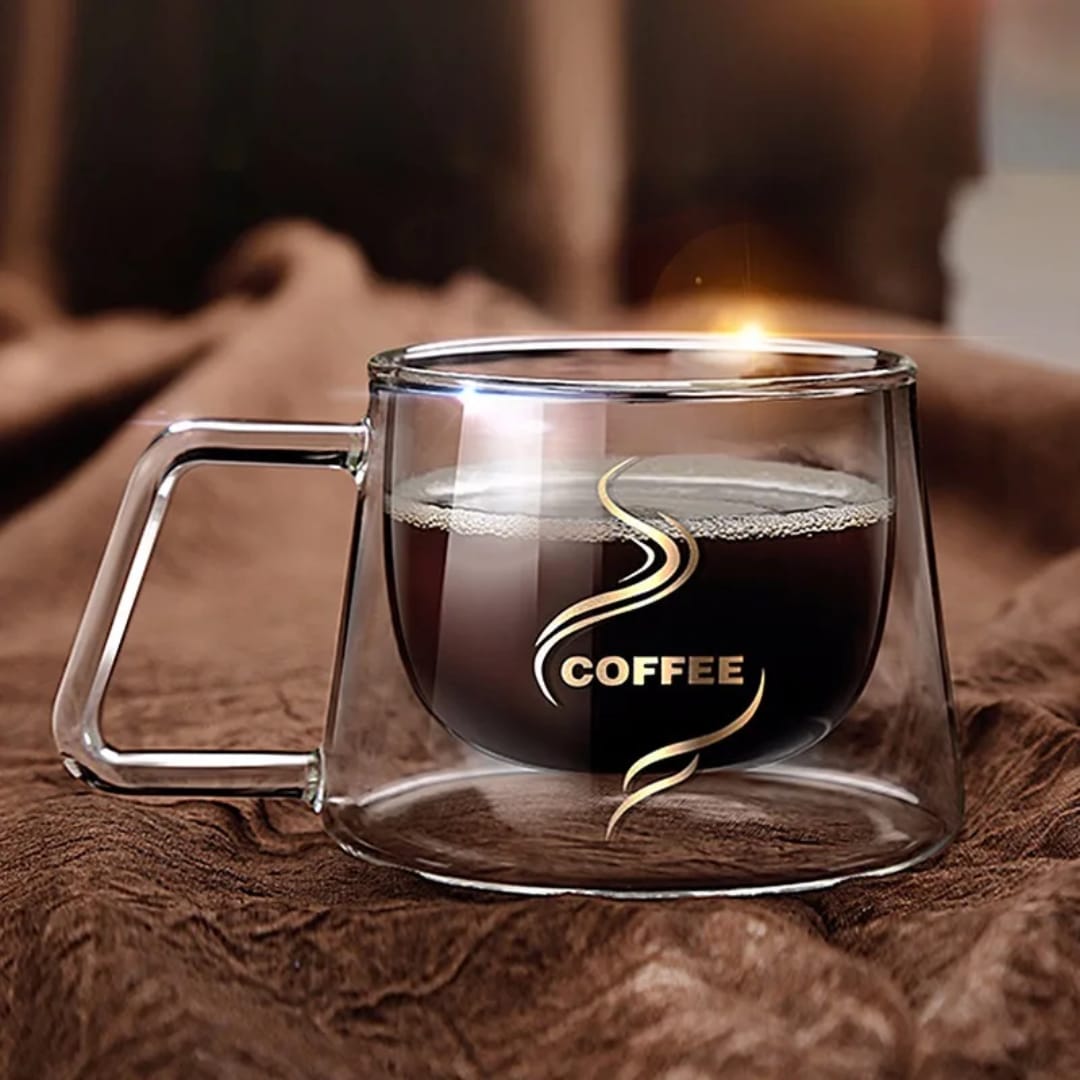 Heat-resistant double wall borosilicate glass coffee mugs 200ml – 2pcs set for hot and cold drinks
