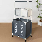 3 tier rolling laundry hamper made from non woven fabric with 160 to 170 cm height for organizing and sorting clothes.