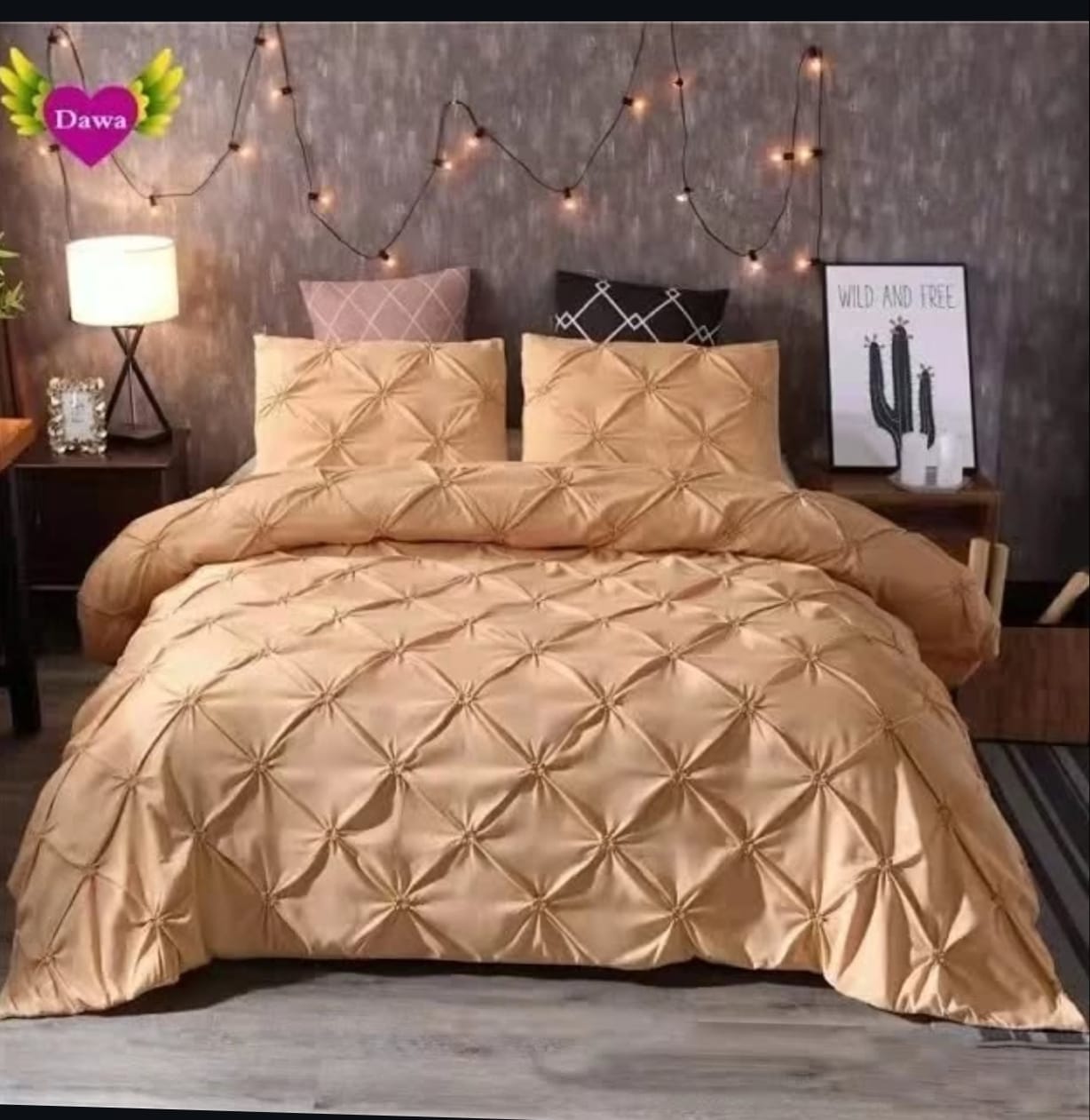3Pcs Pinch Pleat Cross Duvet Cover Set