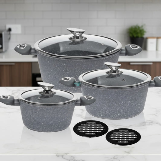 6-Pieces Sufuria set with 3 sufurias and 3 lids
