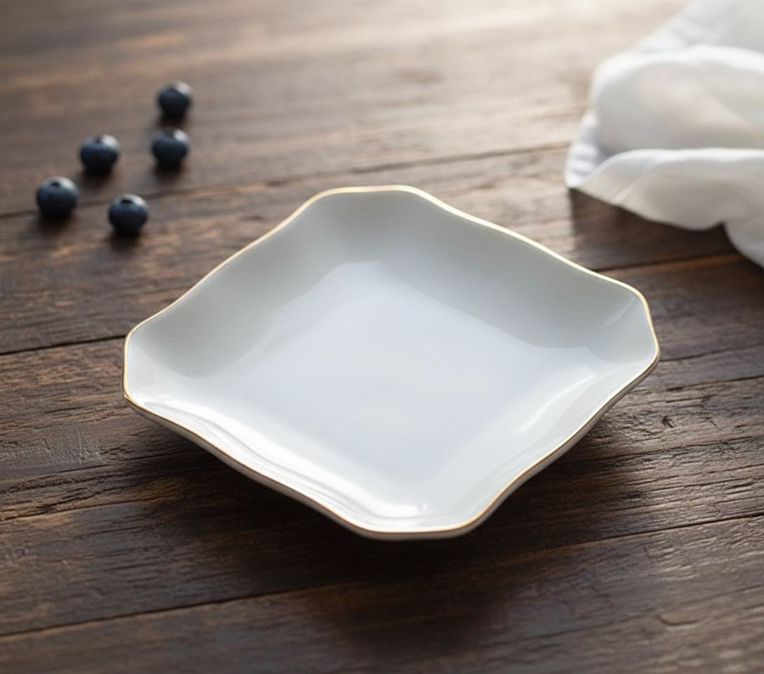 Set of 6 unique aesthetic dining plates in elegant finish