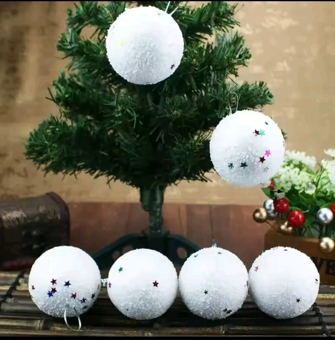 6Pcs Snow White Decorative Balls