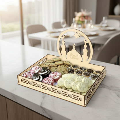 Ramadhan And Eid Mubarak Wooden Serving Tray