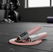 Fitness cordless jump rope pair with skip tracking and non-slip handles