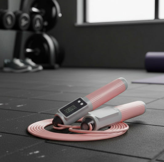 Fitness cordless jump rope pair with skip tracking and non-slip handles