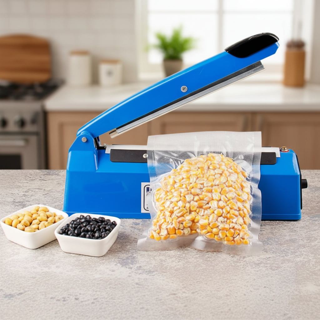 Heavy duty sealing machine for secure food and product packaging.