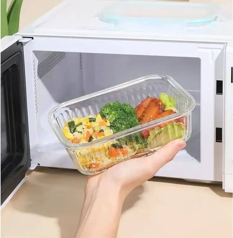 3pc Borosilicate Glass Ribbed Food Storage