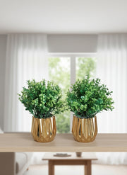 Mini ceramic vase with artificial flowers for décor