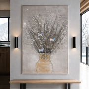 Handcrafted vase floral wall art with metallic accents for elegant modern interior décor