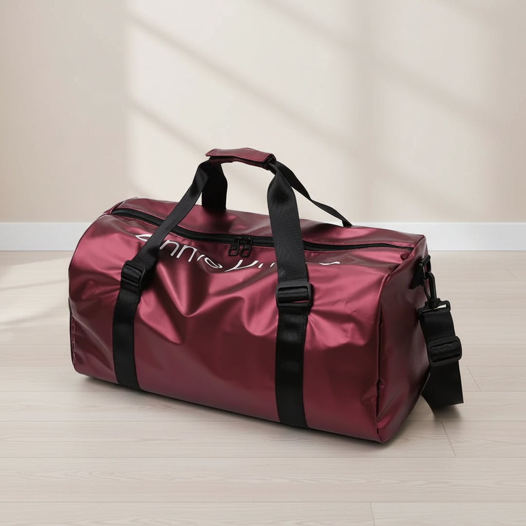Unisex waterproof duffle gym bag with spacious storage and modern travel design