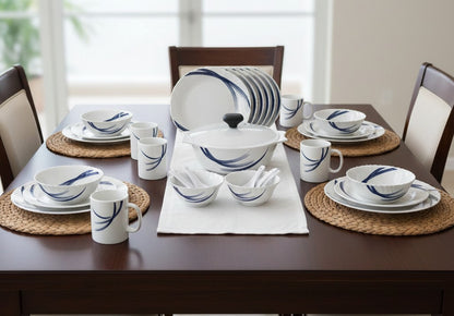 40 Pcs Borosil Deco Dinner Set Indigo Stella