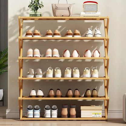 5-Tier Foldable Bamboo Shoe Rack