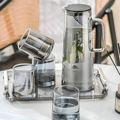 Borosilicate Glass Jug Set 1.8L Pitcher with 4 Glasses