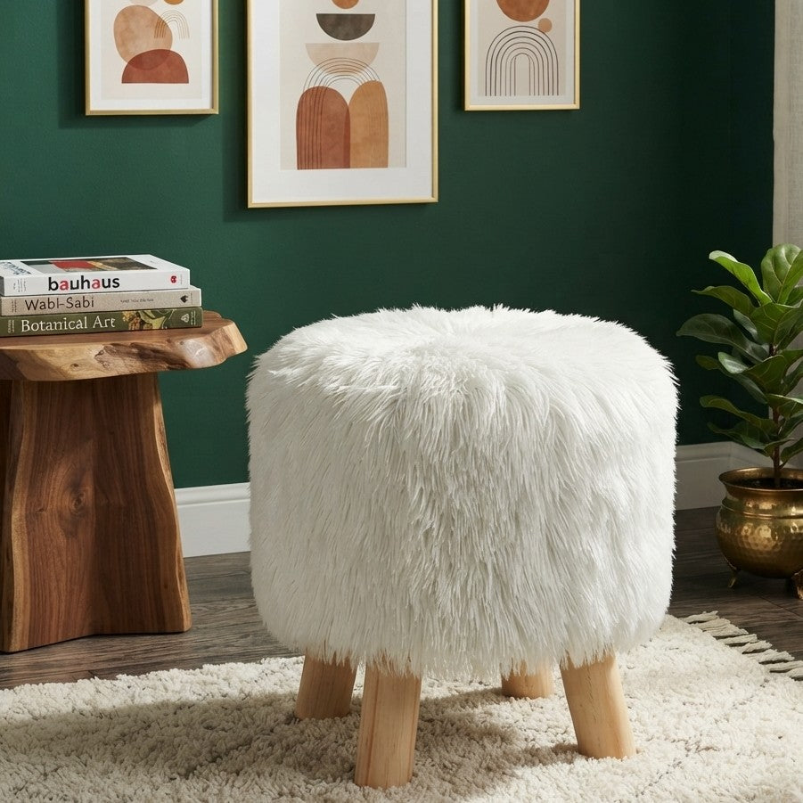 Faux Fur Stool 30cm