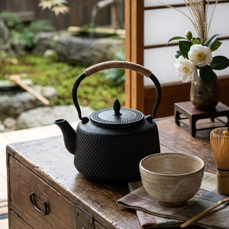 2.5L Cast Iron Teapot Set with Strainer Net