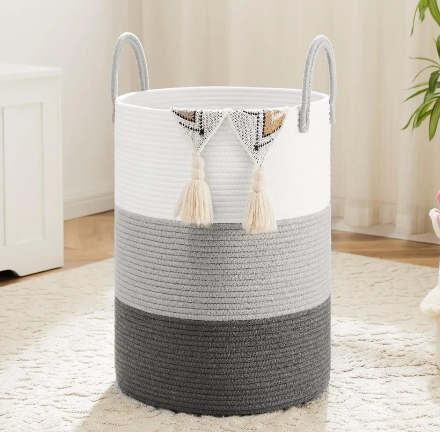 Big Size Cotton Rope Basket With Handles
