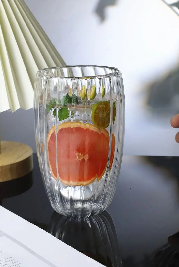 Stripe Double Wall Glass Mug – 450ml