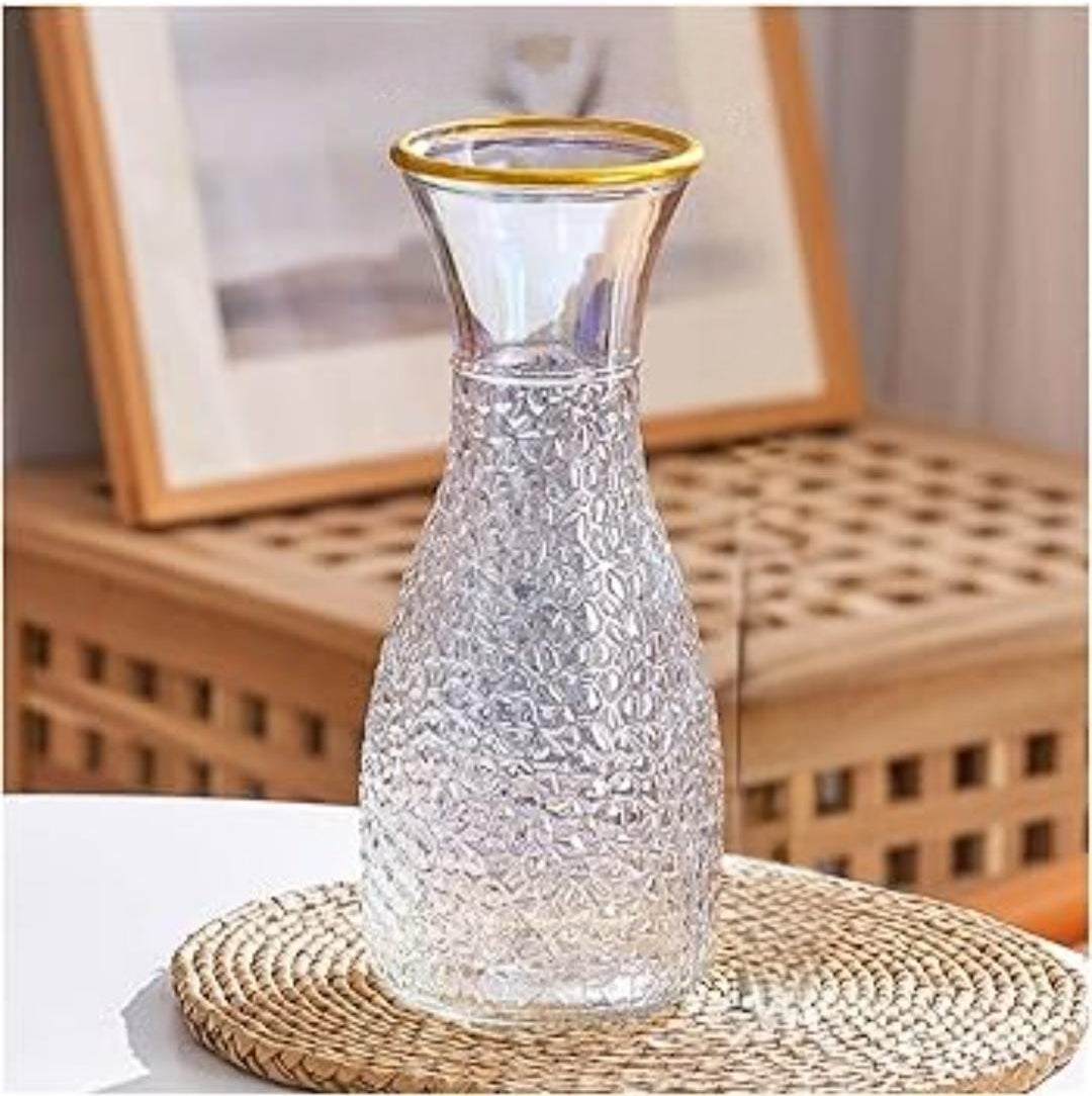 Gold Brim Glass Flower Vase