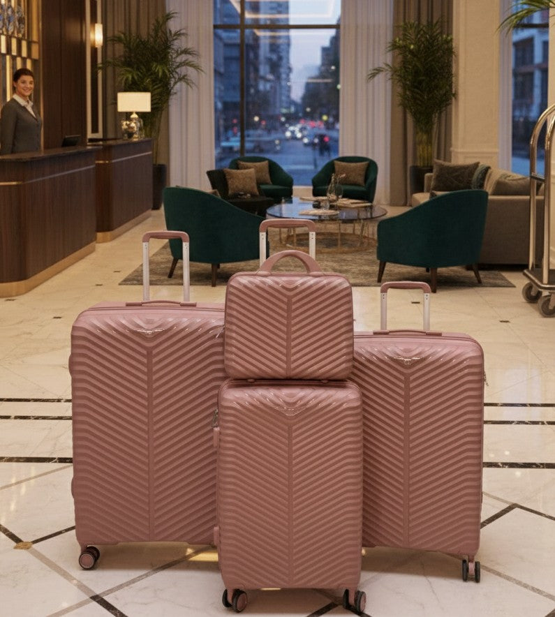 Set of 4 luxurious unbreakable suitcases with spinner wheels and telescopic handles, sizes 75cm, 69cm, 59cm, and 42cm

