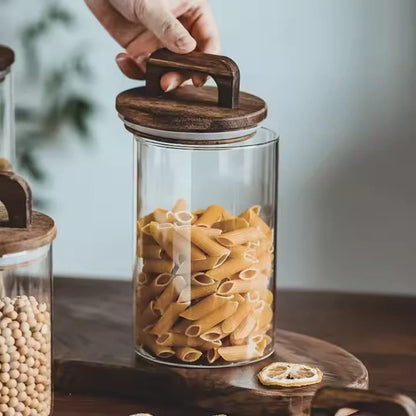 4pcs Airtight Glass Jars with Wooden Lids