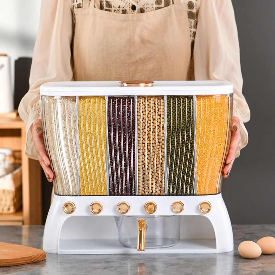 Acrylic 6 Partitioned Cereal Dispenser