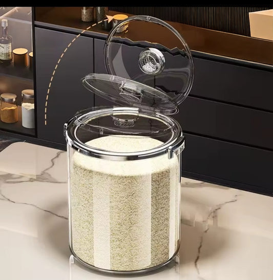 Acrylic Airtight Transparent Rice Bucket With Flip-Top Lid