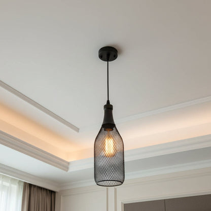 Black aluminium ceiling lamp with E27 base for warm ambient indoor lighting